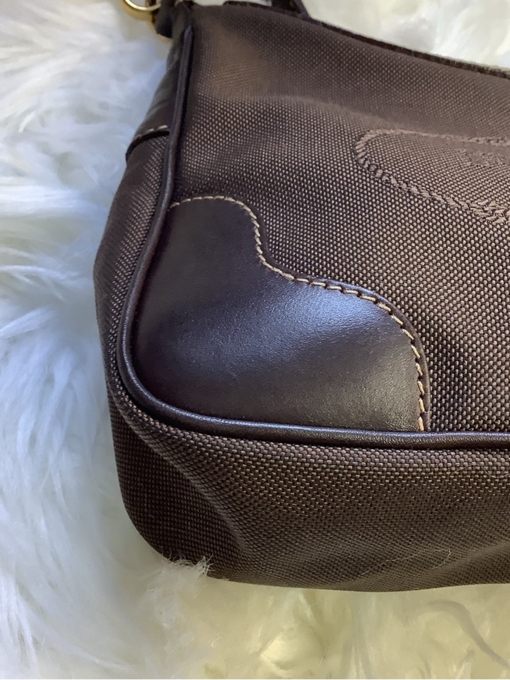 Prada Brown Logo Jacquard Mini Hobo bag - Picture 6 of 15